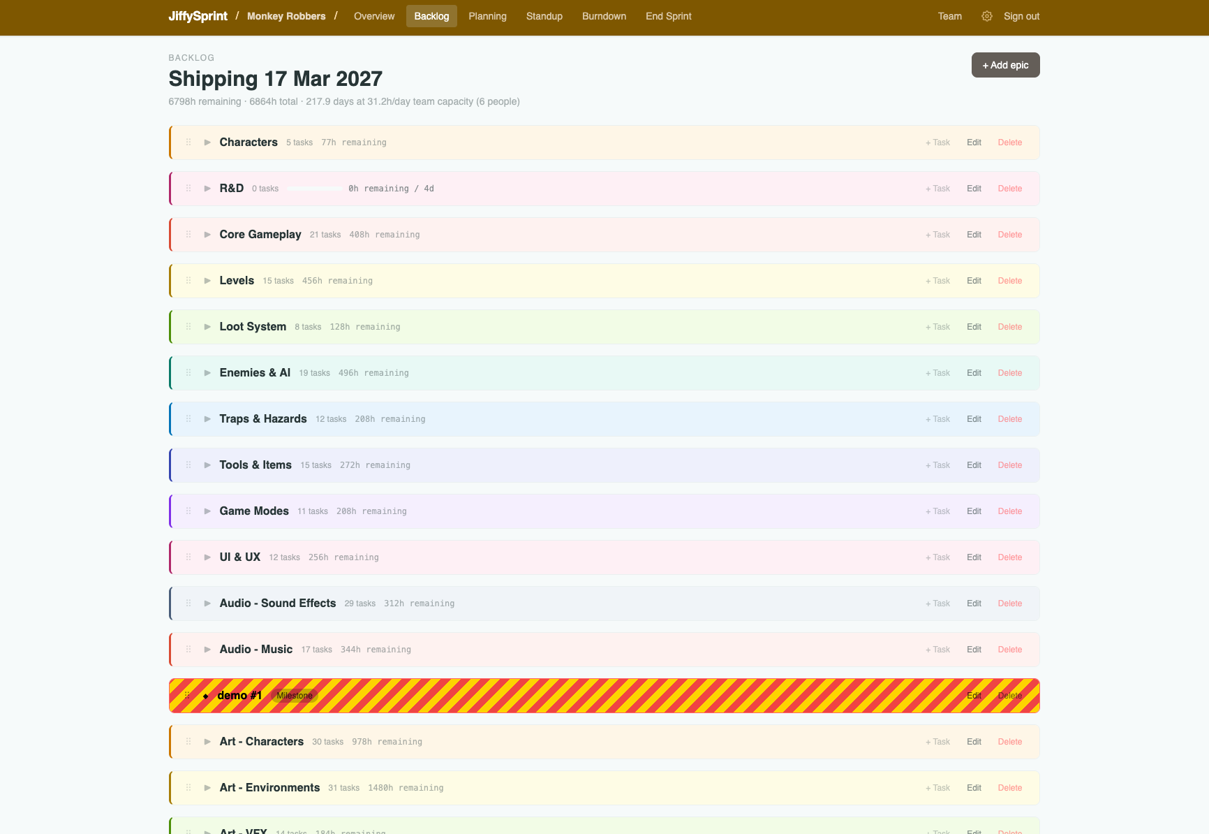 JiffySprint sprint planning app
