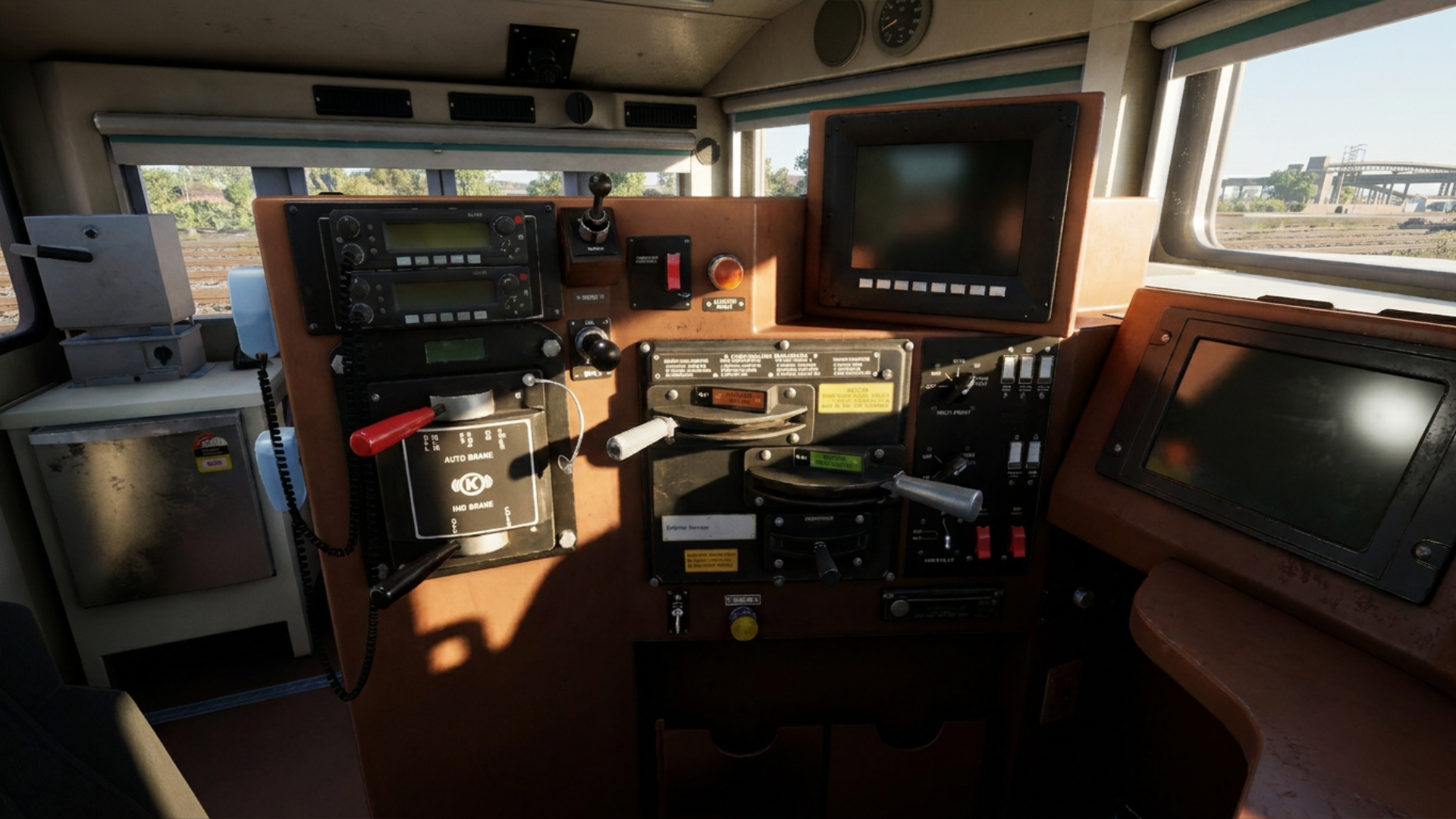 VR Train Simulator — full-motion cab interior